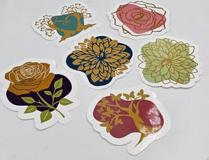 Gold Flowers & Trees Stickers
