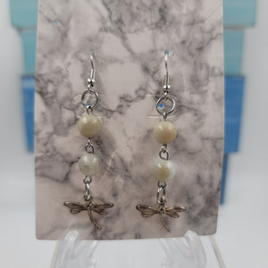 E30 Amazonite Earrings with Dragonfly Charm