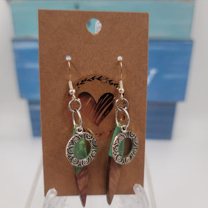 E24 Mint Green Wooden Resin Earrings with Circle Charm