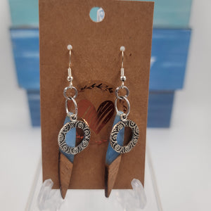 E26 Light Blue Wooden Resin Earrings with Circle Charms