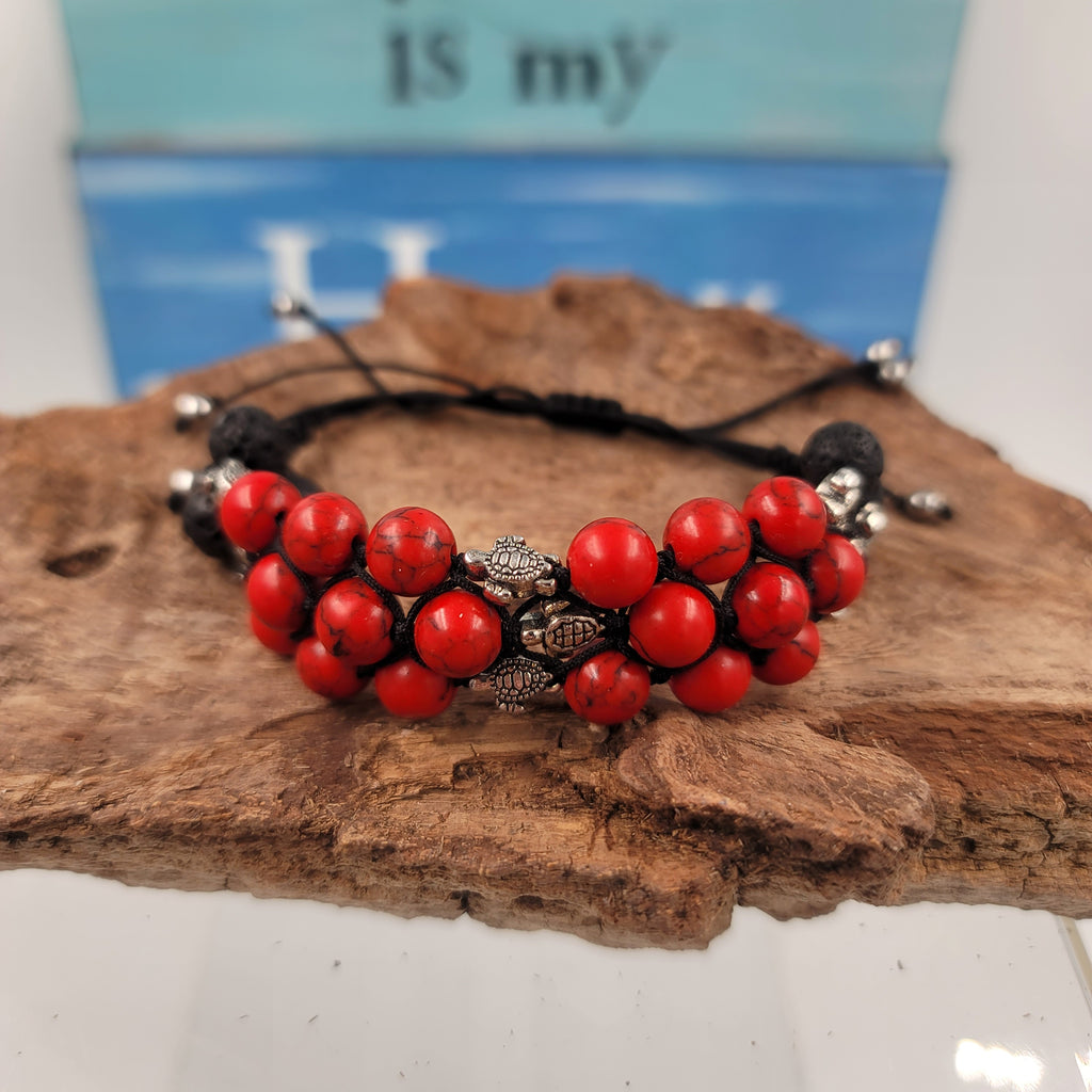 W02 Woven Red Howlite Bracelet