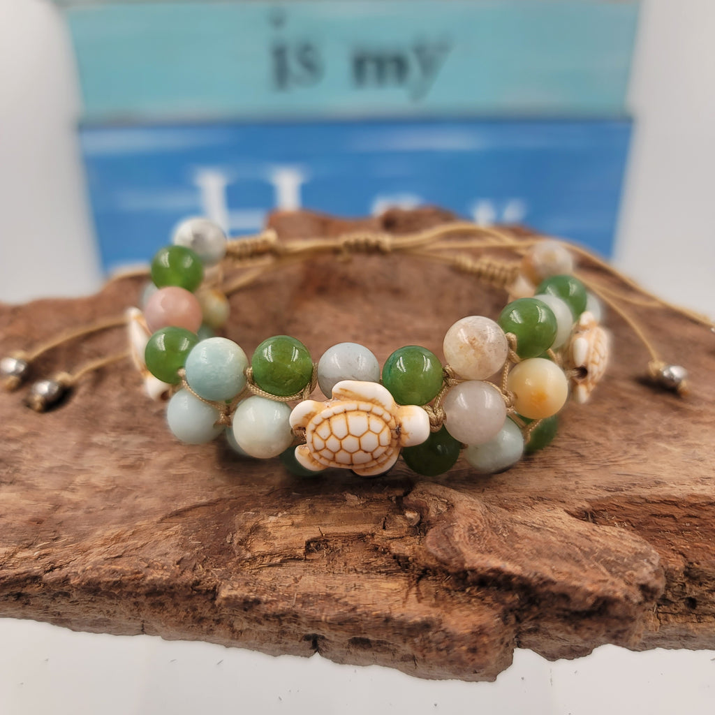 Woven Aventurine and Amazonite Bracelet