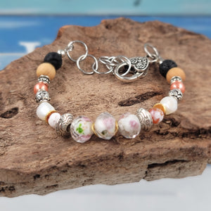 Pearl and Wooden Bead Bracelet