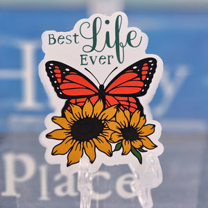 Sunflower Butterfly Best Life Ever Sticker