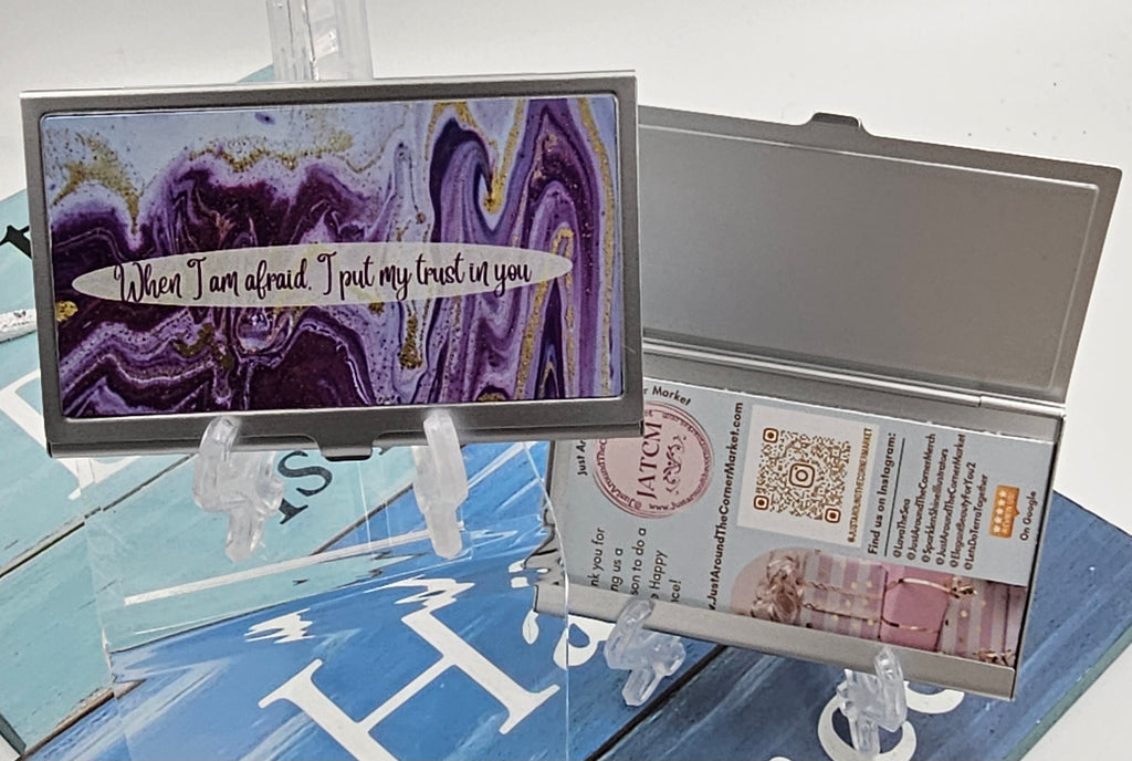 1 Purple Marble Business Card Holder