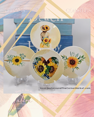 Sunflower Ceramic Coasters set of 4