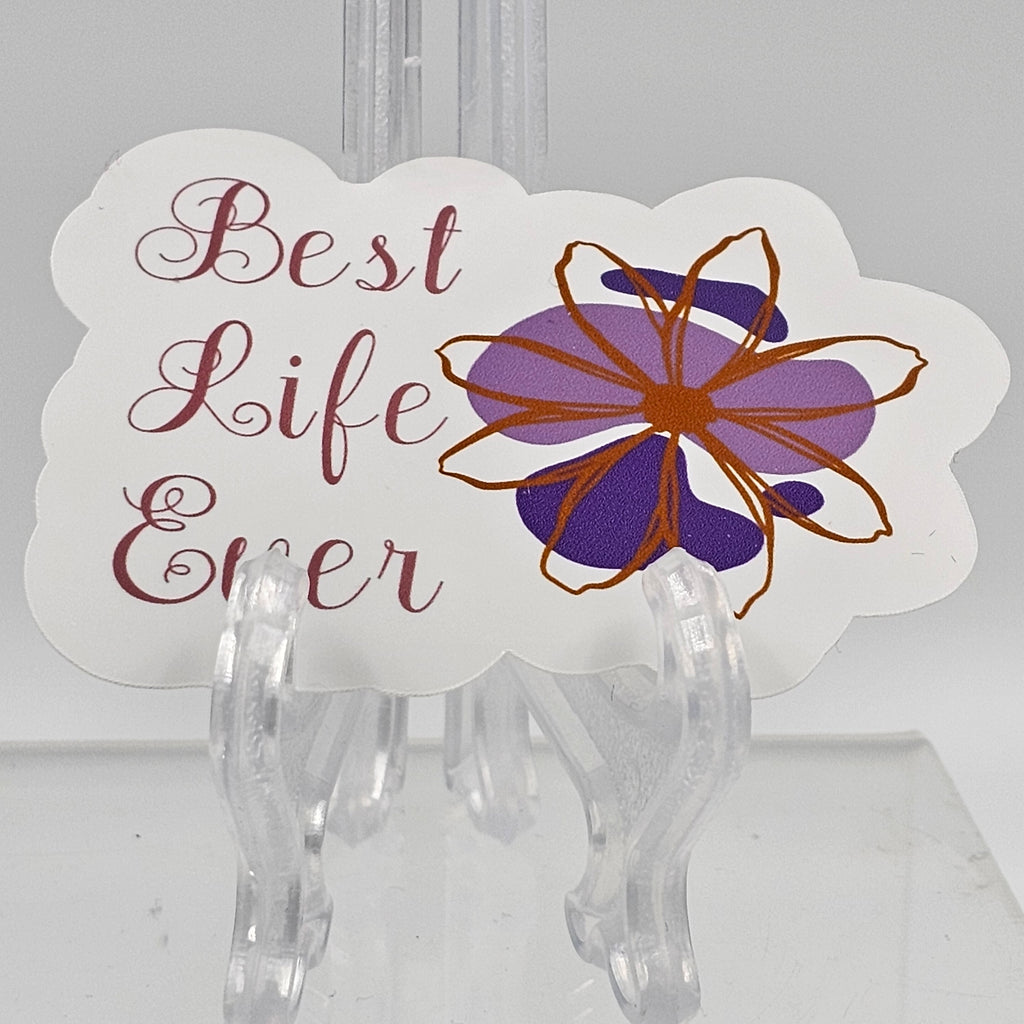 Best Life Ever Gold & Purple Flower Sticker