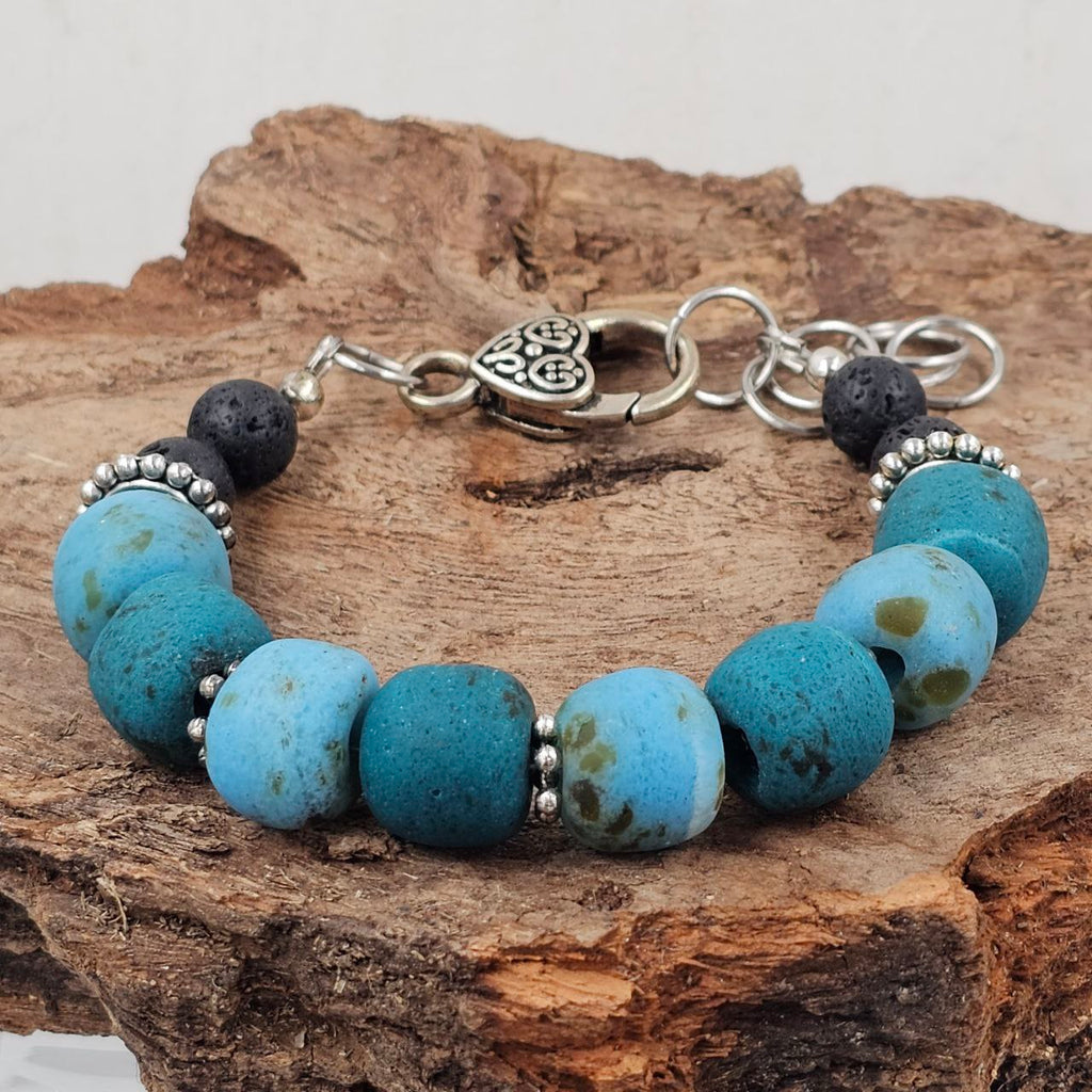 Glass and Lava Bead Bracelet