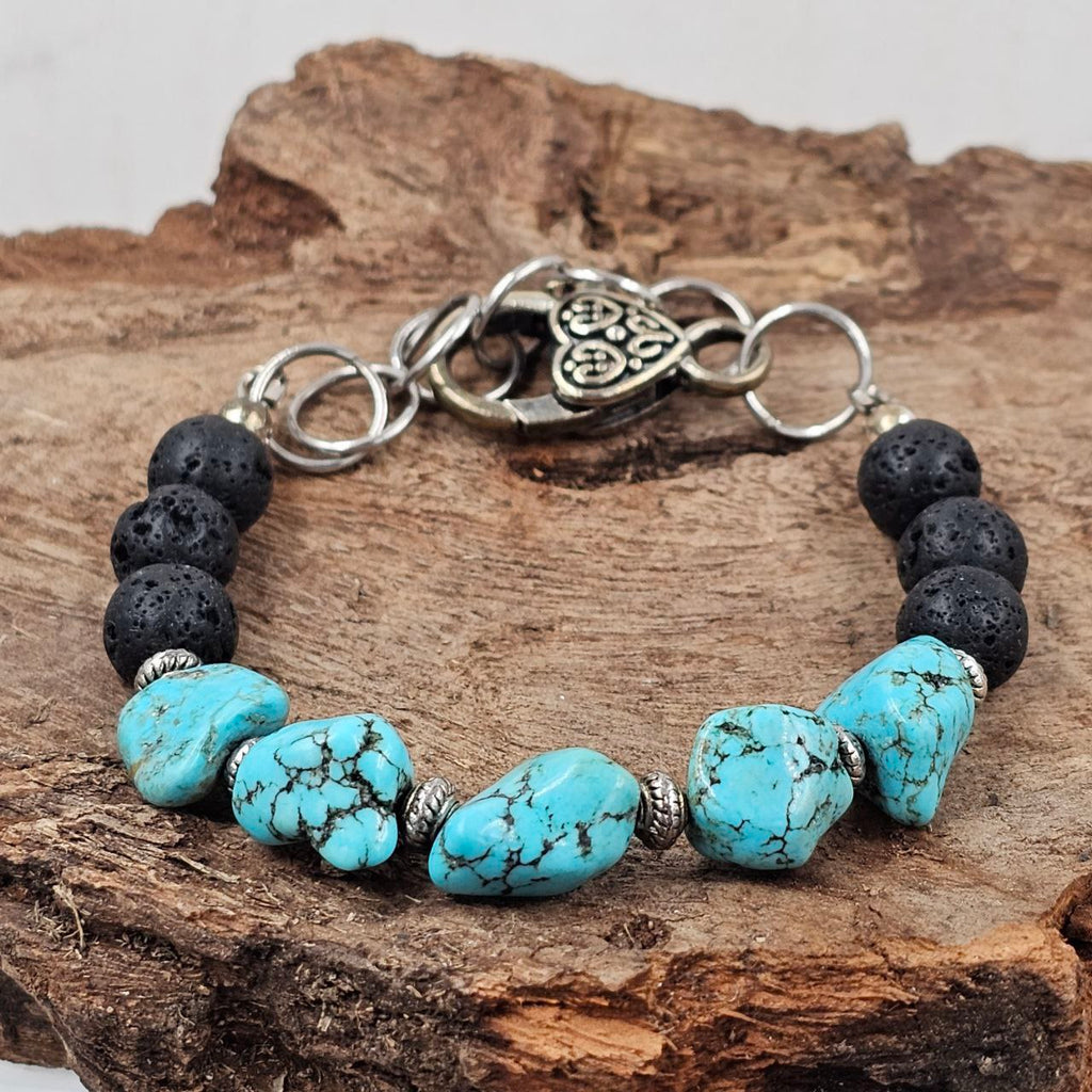 LTS25 Turquoise and Lava Bead Bracelet