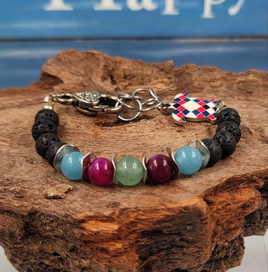 Agate, Aventurine, and Blue Quartz Bracelet