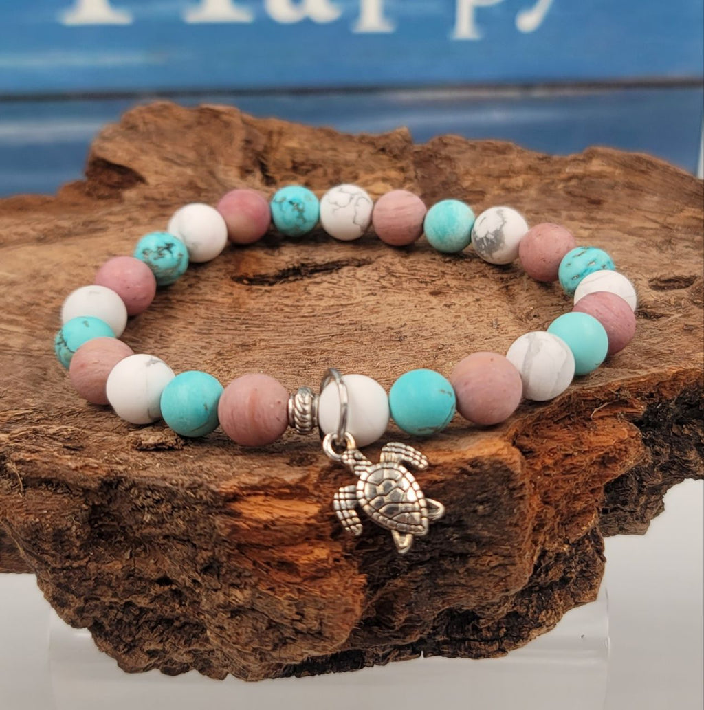 LTS20 Howlite, Rhodinite, Turquoise Howlite Stretch Bracelet