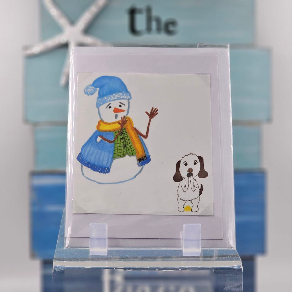 Funny Snowman and Dog Card