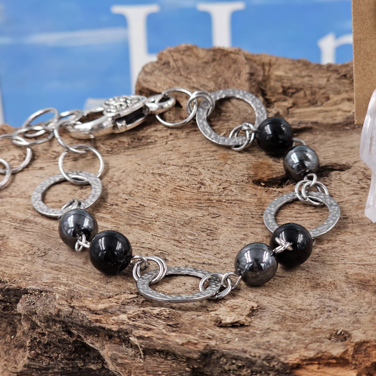 Hematite and Onyx Bracelet/Earring Set