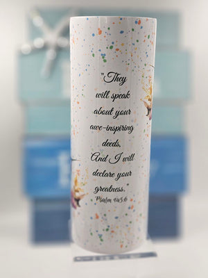 Psalm 145:6 Hummingbird Tumbler