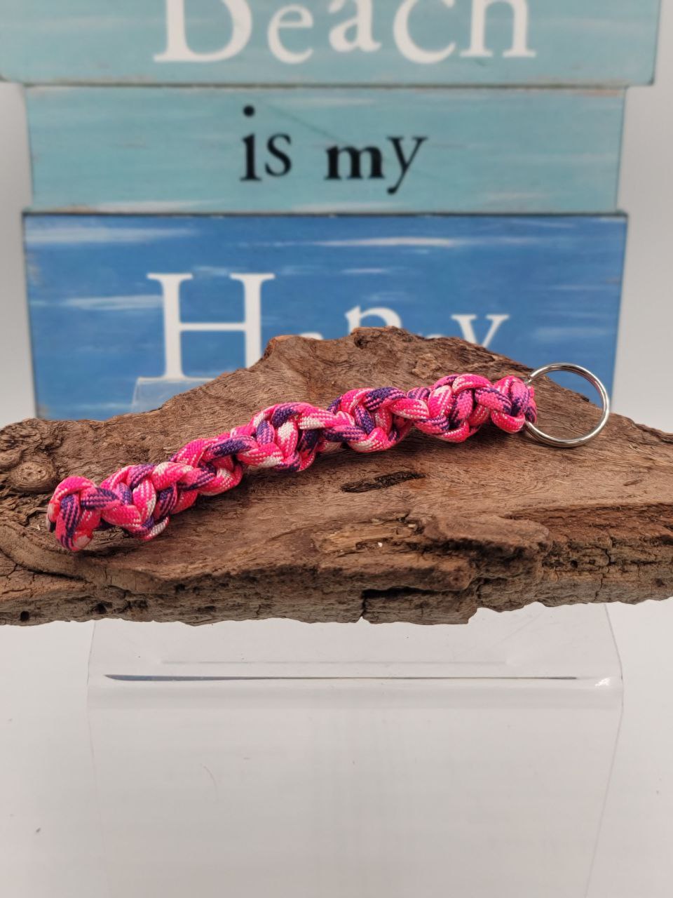 Multi Colored Pink Paracord Keychain