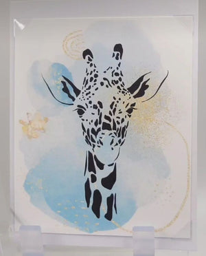 Blue and Gold Giraffe Note Card