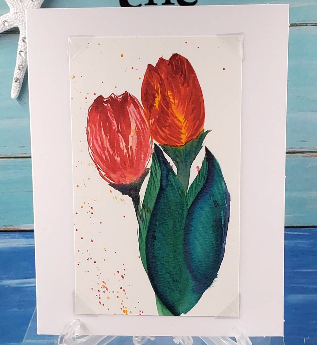 Orange-Red Tulips Card