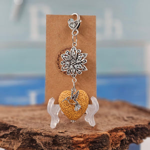 Yellow Lava Stone Heart Clip/ Keychain