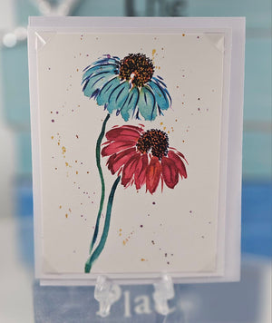 Red and Blue Daisies Card Set