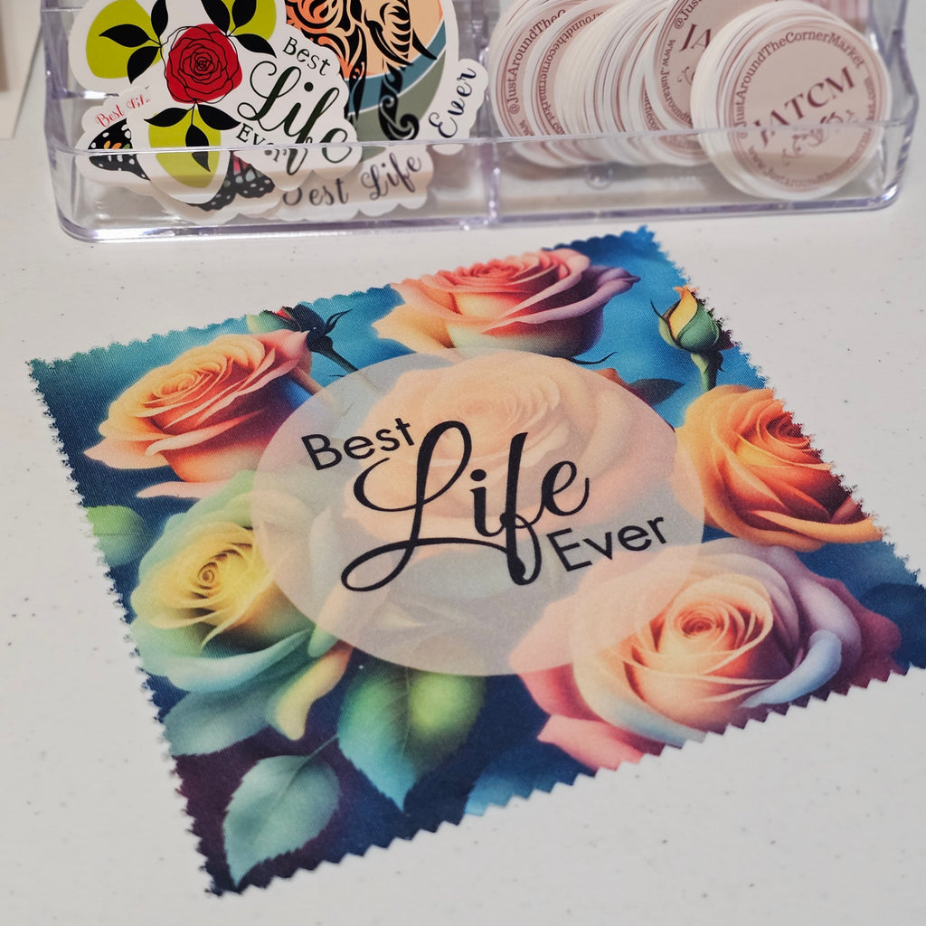 Best Life Ever Multi-Colored Rose Tablet/Lens Cloth