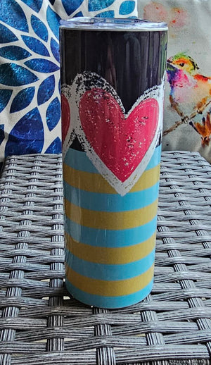 All My Heart Tumbler With Gold & Blue Stripes