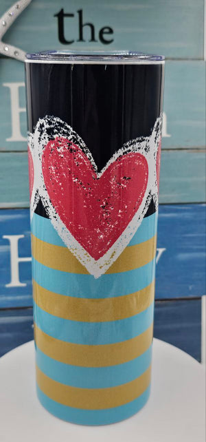 All My Heart Tumbler With Gold & Blue Stripes