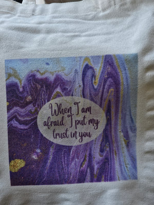 "When I Am Afraid I Put My Trust In You" Marble Canvas Bag