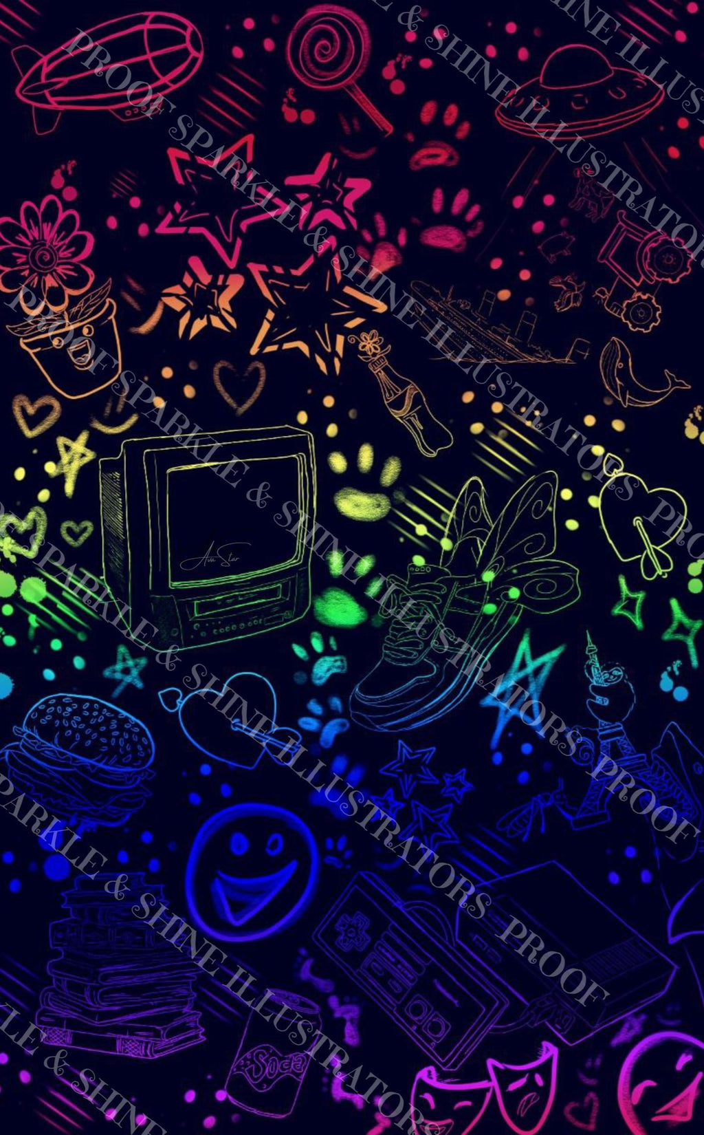 Neon Doodles Digital Download
