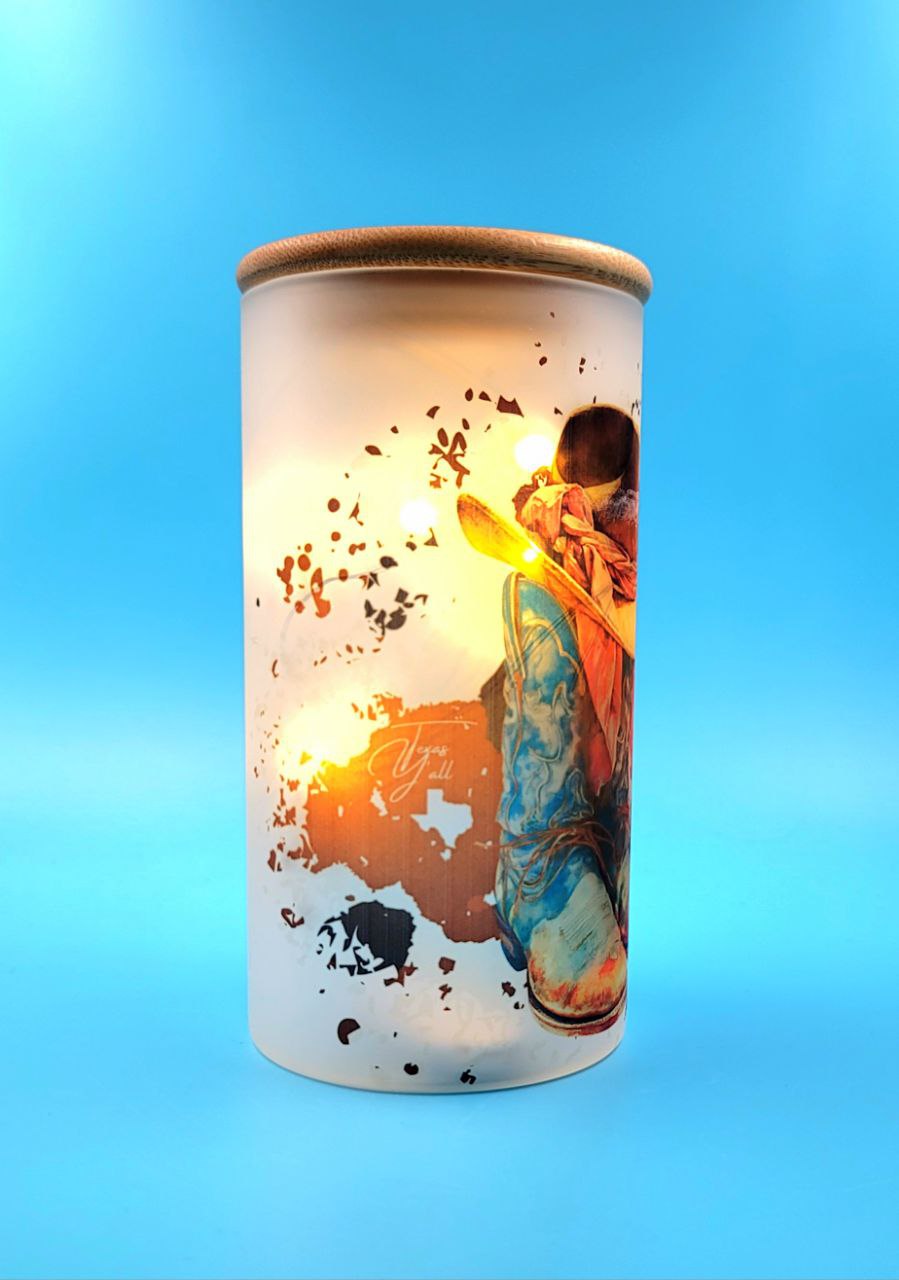 Texas Y'all Frosted Glass Jar (Serendipity)
