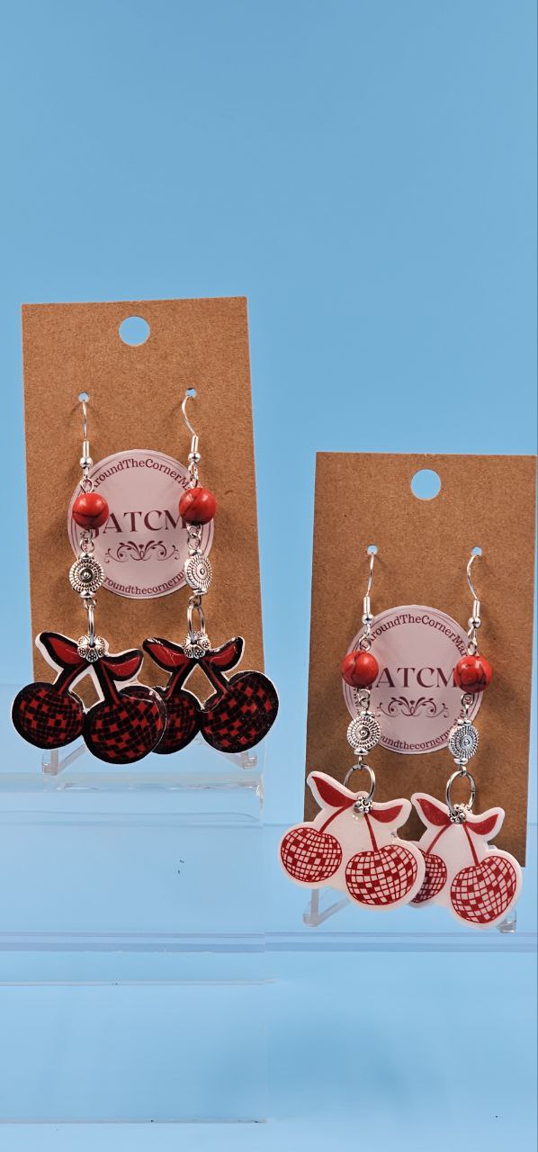 Cherry on Top Resin Earrings-Set of Two