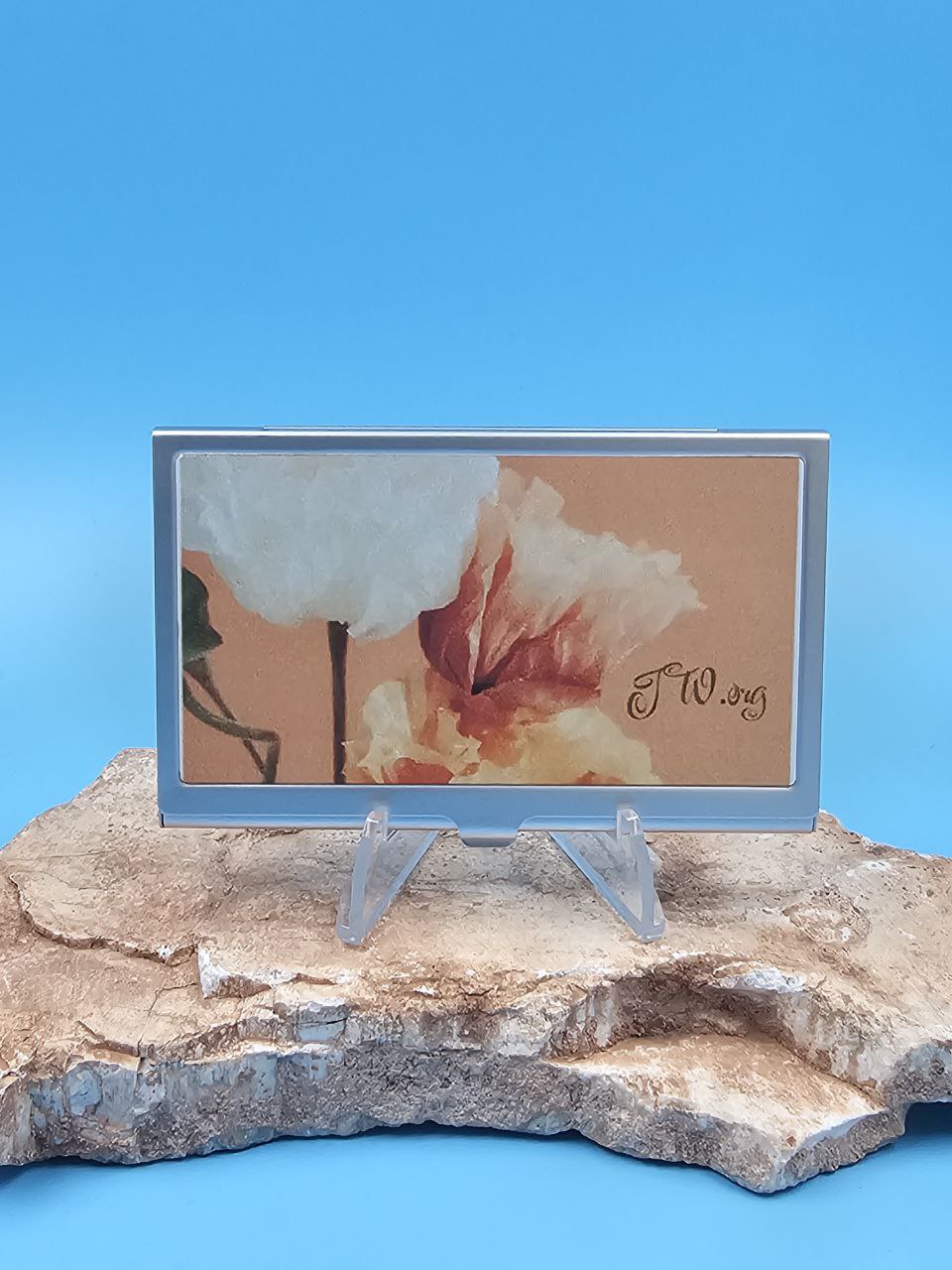 Peaches n Cream Flower Business Card Holder