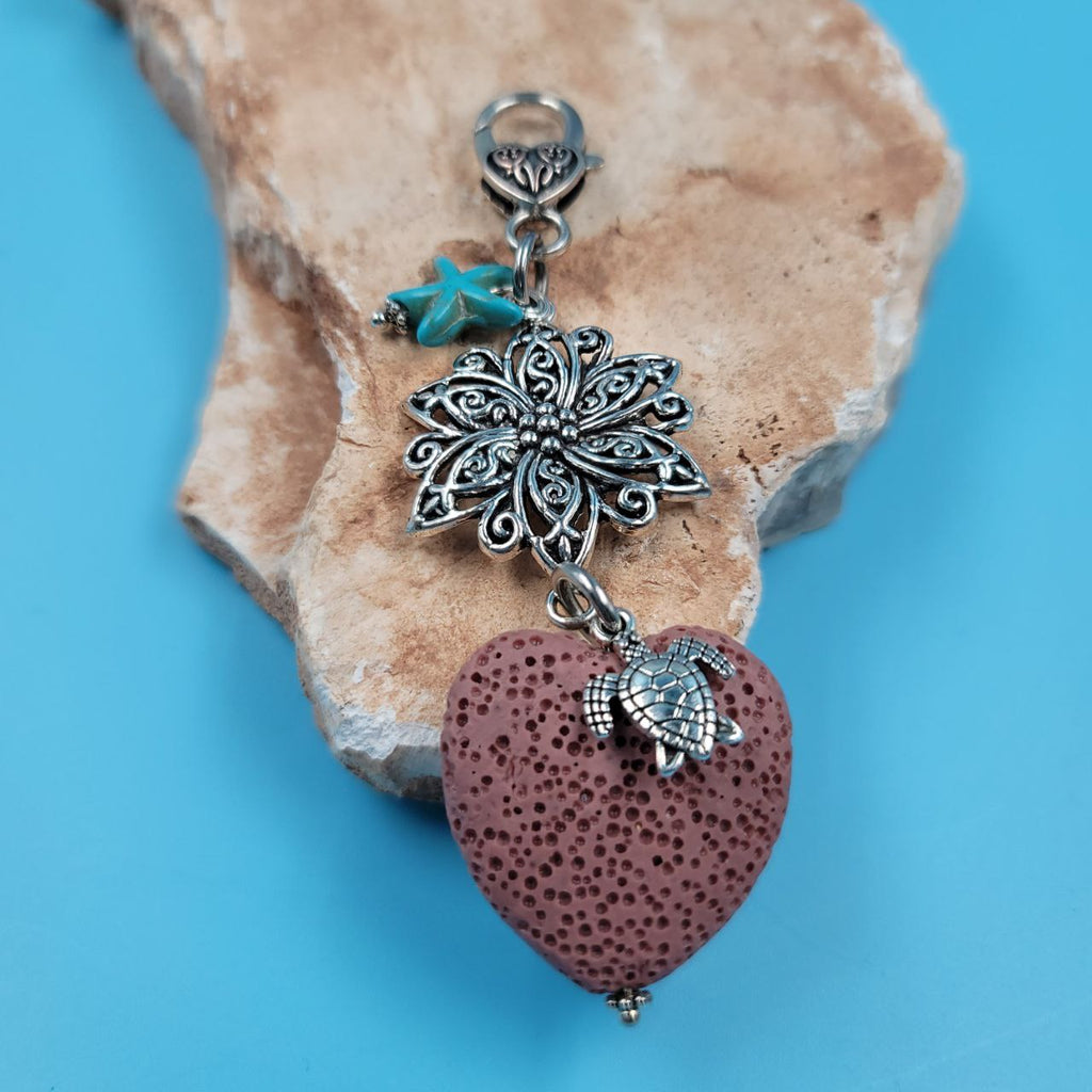 H22 Mauve Lava Heart Stone Keychain