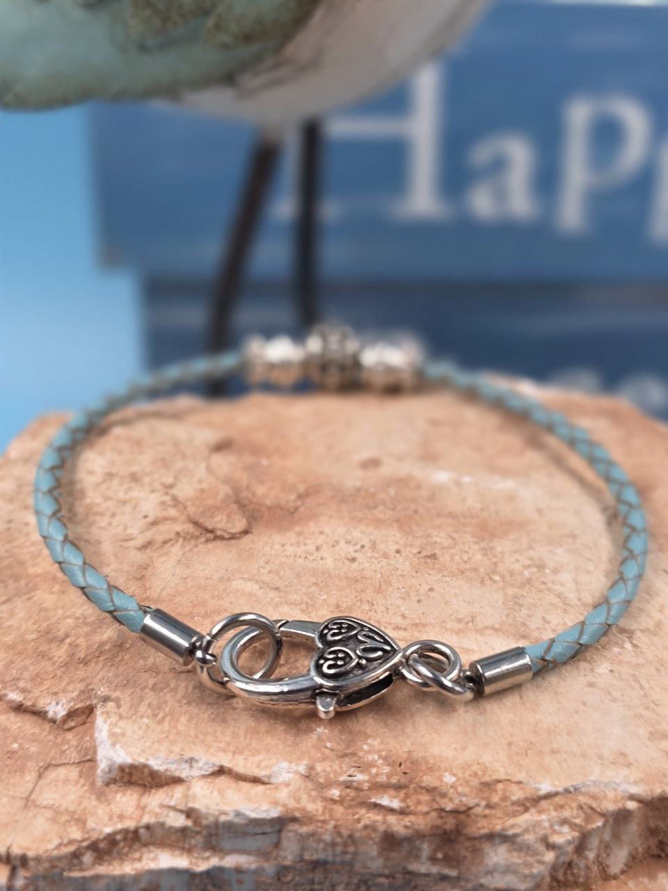 Blue Clear Sky Leather Bracelet