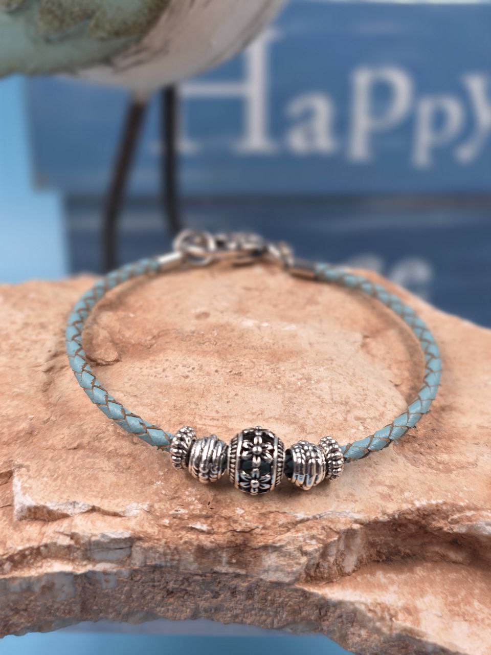 Blue Clear Sky Leather Bracelet