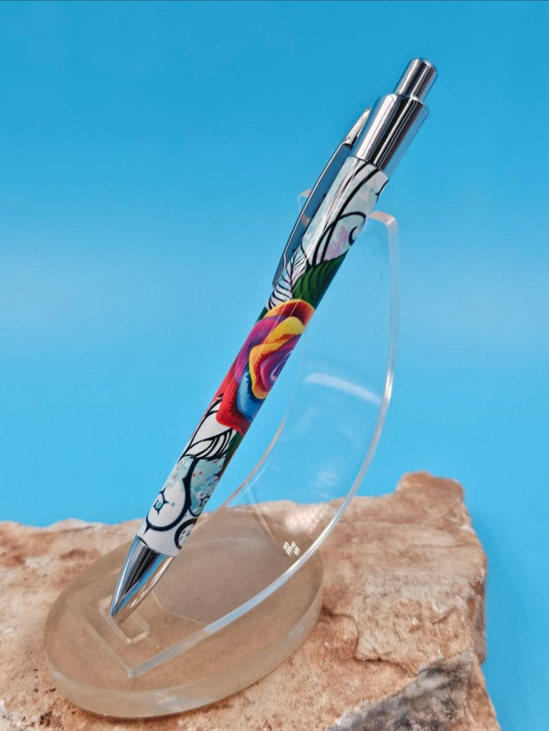 Color Splash Rose Pen and Keychain Combo Set