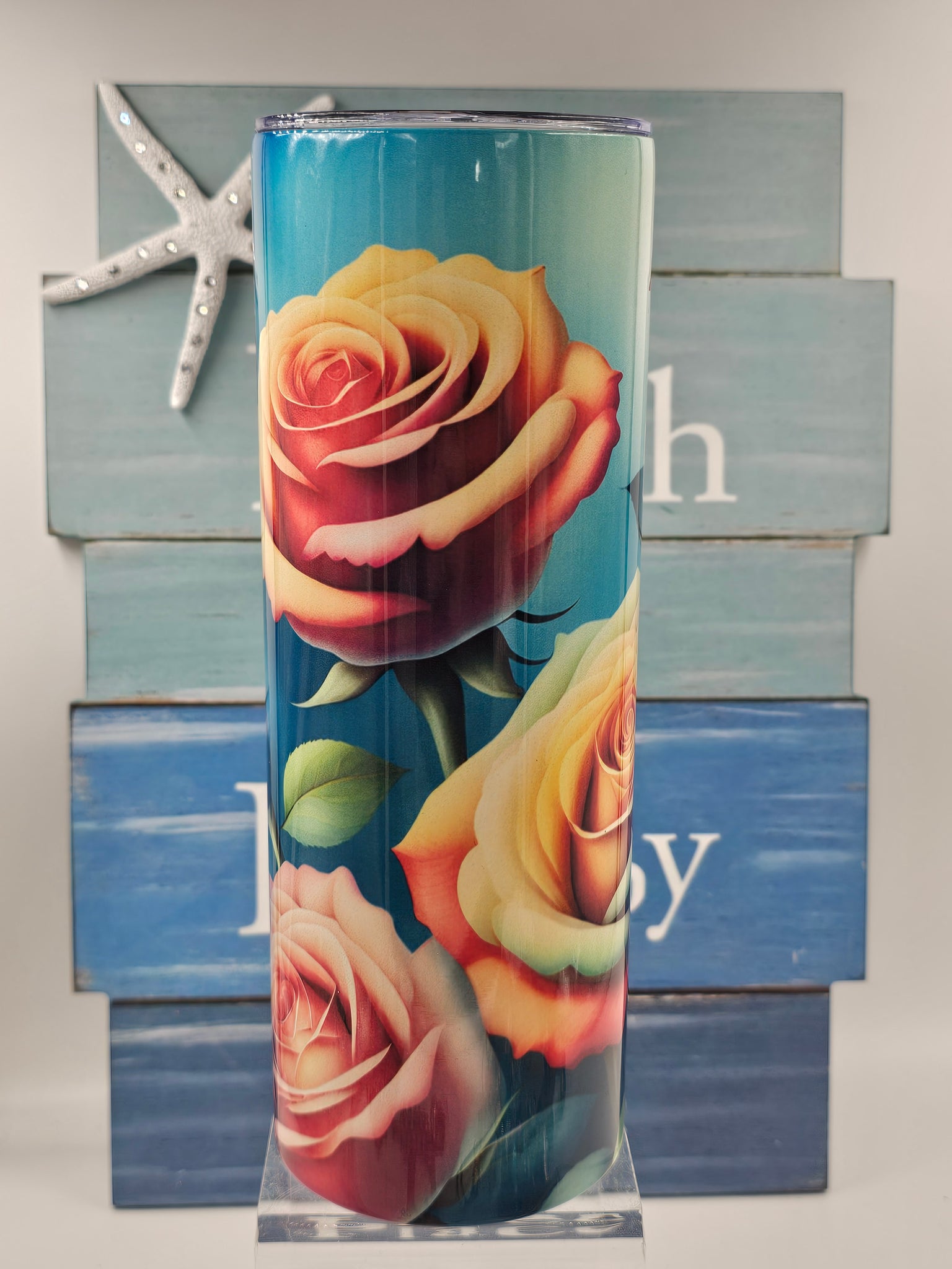 Multi-Colored Rose Tumbler