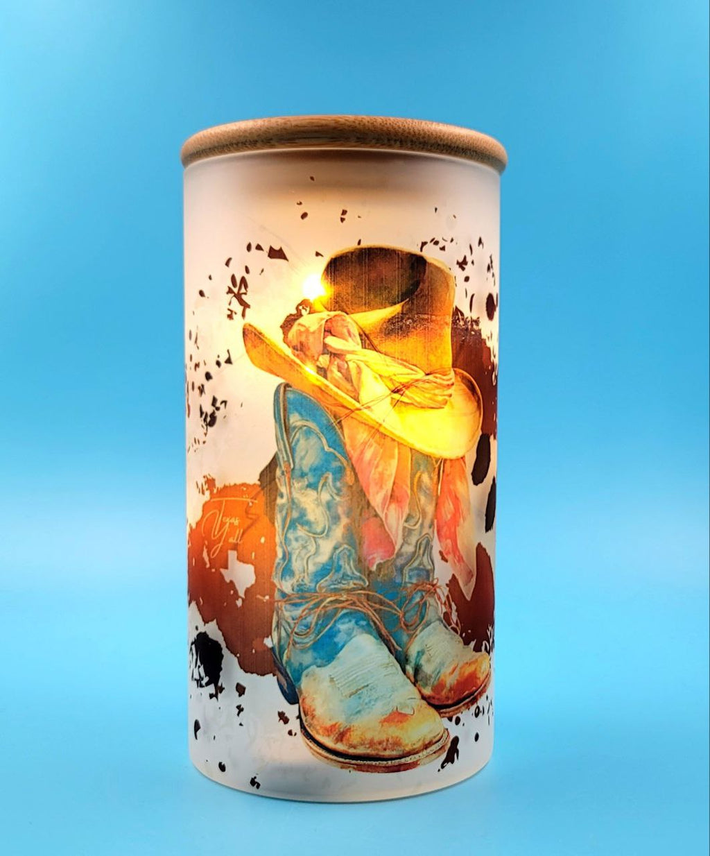 Texas Y'all Frosted Glass Jar (Serendipity)