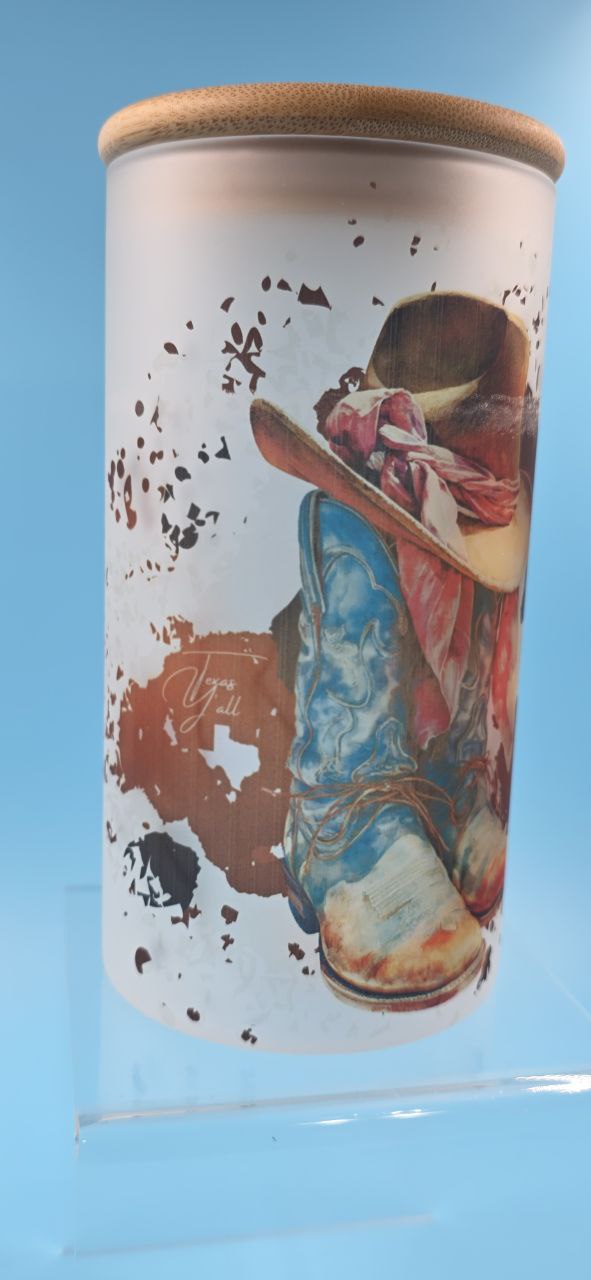 Texas Y'all Frosted Glass Jar (Serendipity)