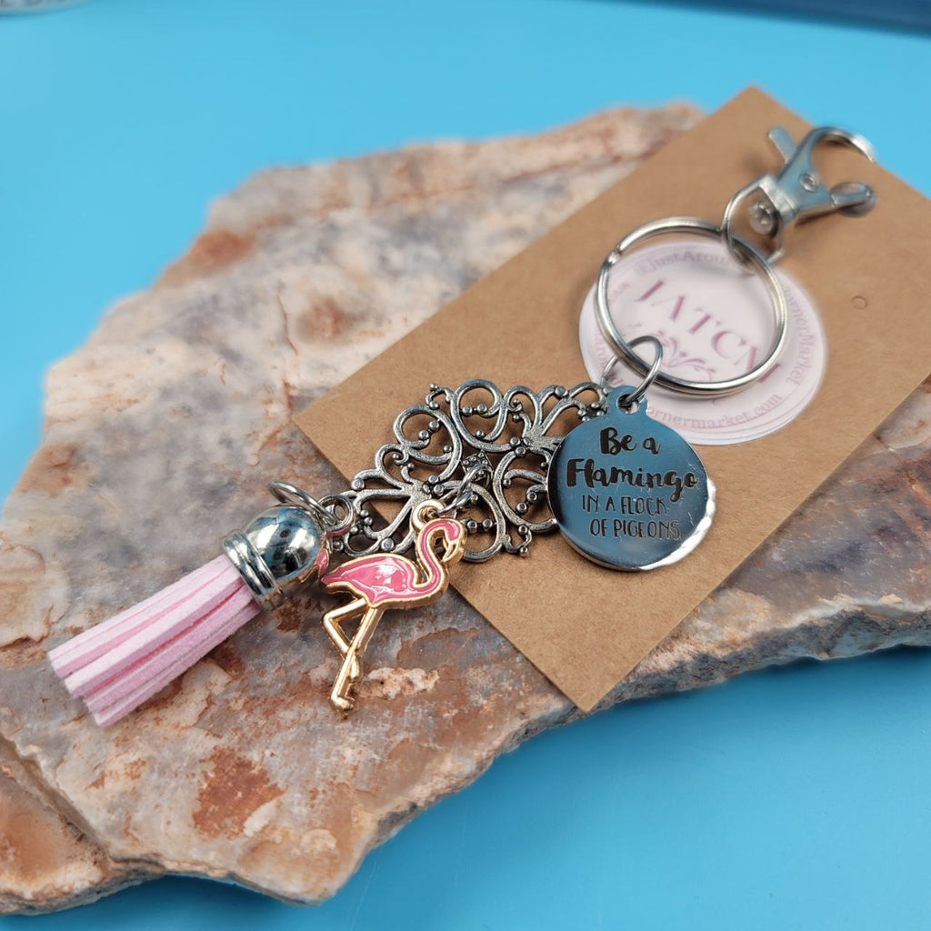 K6 "Be a Flamingo in a Flock of Pigeons" Keychain
