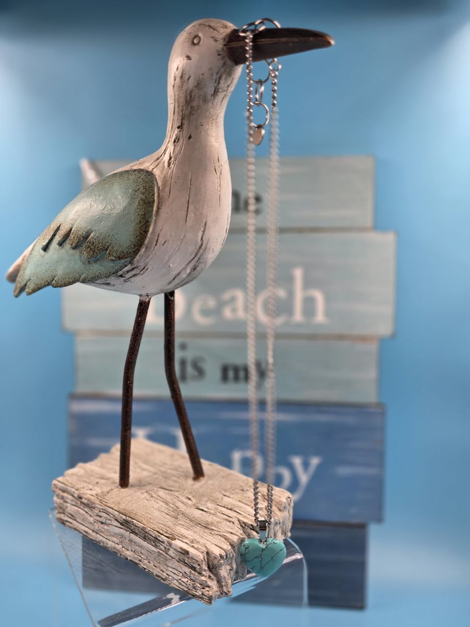 "Shore Thing" Turquoise Heart  Necklace