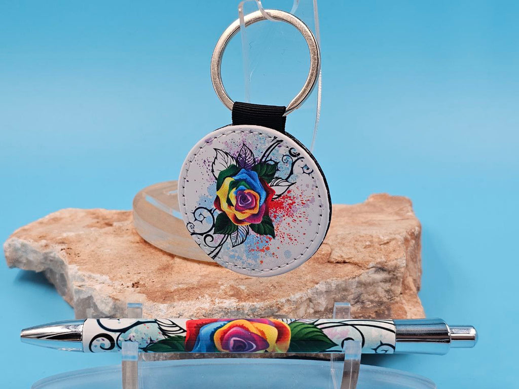 Color Splash Rose Pen and Keychain Combo Set