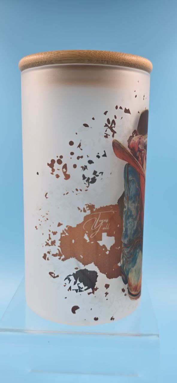 Texas Y'all Frosted Glass Jar (Serendipity)