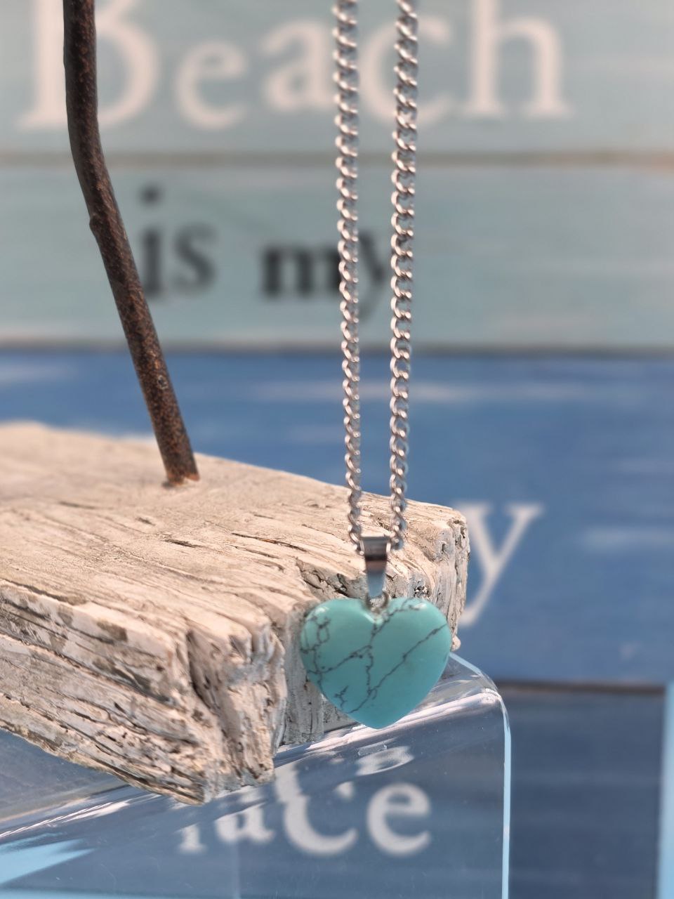 "Shore Thing" Turquoise Heart  Necklace