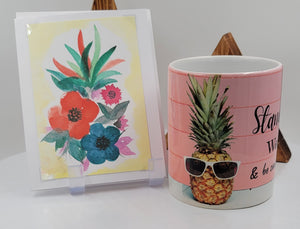 Pineapple Mug, Card, Necklace set