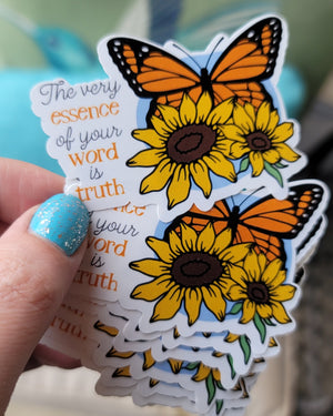 2023 Year Text Butterfly & Sunflower Sticker
